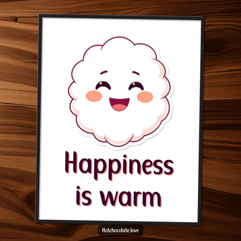 Funny smiling steam poster, with a happy face, bringing cheerful warmth and joyful delight to wall decor.