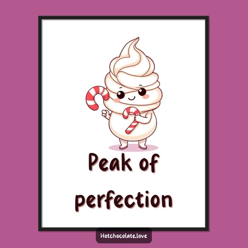 Funny Whipped Cream & Candy Cane Poster: Adorable Holiday Art Print Makes a Perfect Gift