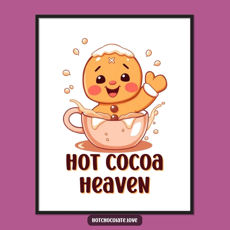 Funny Gingerbread Poster: Hilarious Cocoa Splashing Art for Festive Spaces