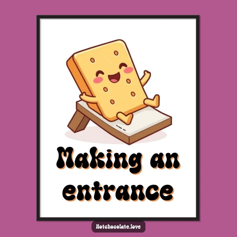 Funny Graham Cracker Poster: Jolly Slide Art for Whimsical Decor, Unique Gift