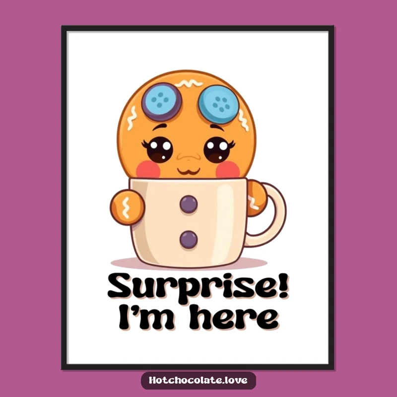 Funny Surprised Gingerbread Man Poster: Bring Hilarious Shock and Festive Cheer to Your Walls