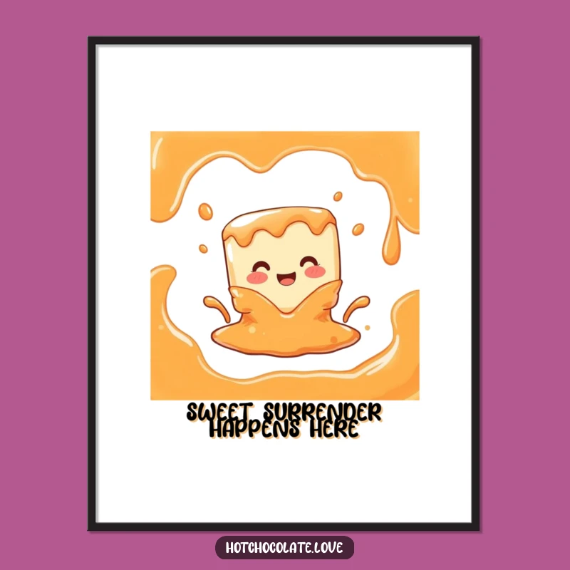 Funny Melting Caramel Cube Poster: Add Sweet, Humorous Art to Your Walls