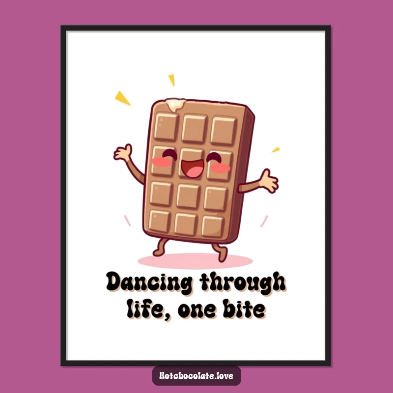 Free Printable Food Art: Dancing Chocolate Bar Funny Downloadable Wall Decor
