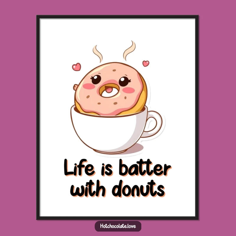 Free Printable Donut Wall Art: Hot Chocolate Float humor, Funny Downloadable Room Decor