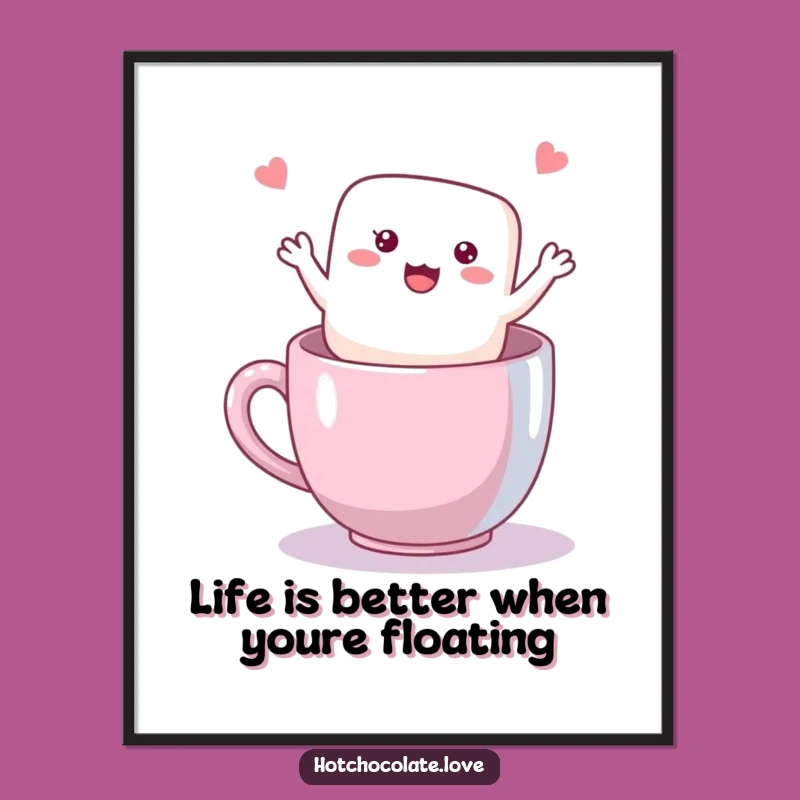 Free Printable Food Art: Marshmallow in Mug Funny Downloadable Wall Decor