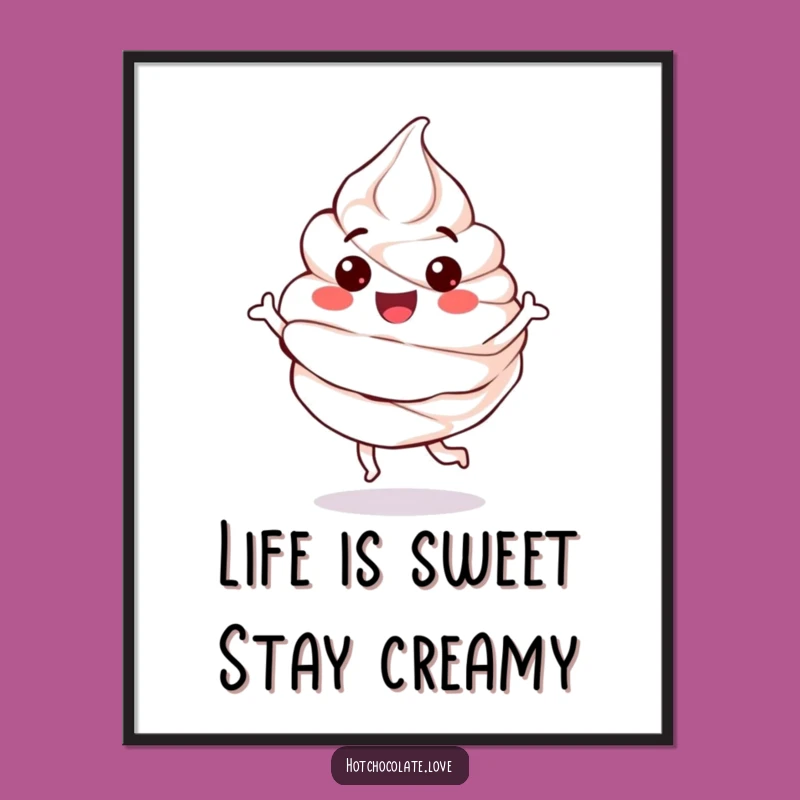 Funny Free Printable Wall Art: Bouncing Whipped Cream Dollop, Sweet DIY Downloadable Decor!