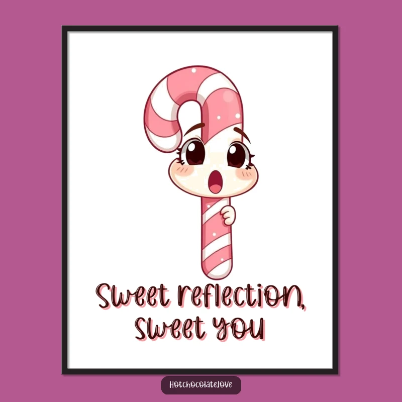 Funny Free Printable Wall Art: Surprised Candy Cane Humorous Downloadable Decor