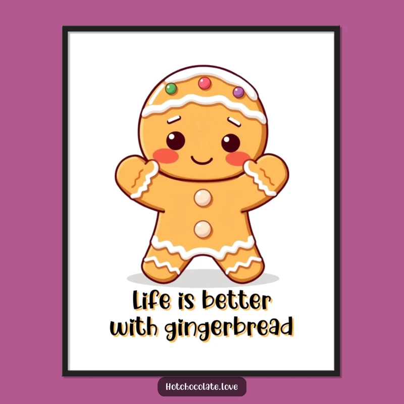 Funny Free Printable Wall Art: Clapping Gingerbread Cookie, Festive Downloadable Art!
