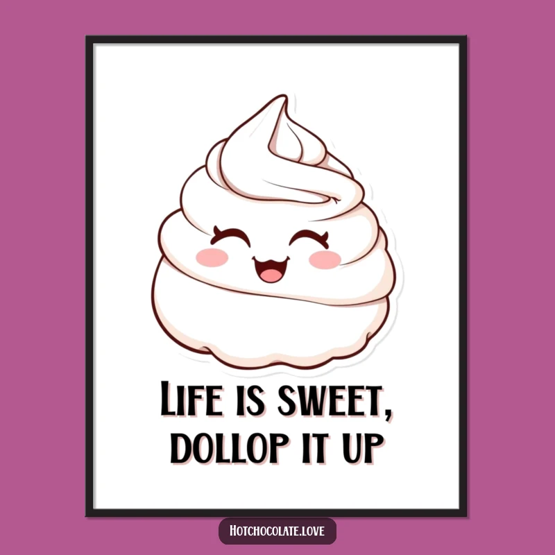 Free Printable Wall Art: Winking Whipped Cream Dollop, Hilarious & Quirky Decor