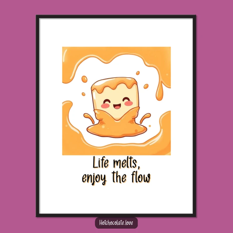 Free Printable Wall Art: Funny Melting Caramel Cube, Hilarious Downloadable Home Decor Gift