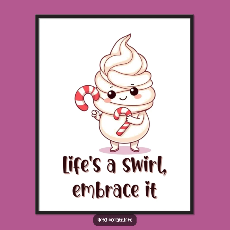 Funny Free Printable Wall Art: Whipped Cream & Candy Cane Humorous Downloadable Decor