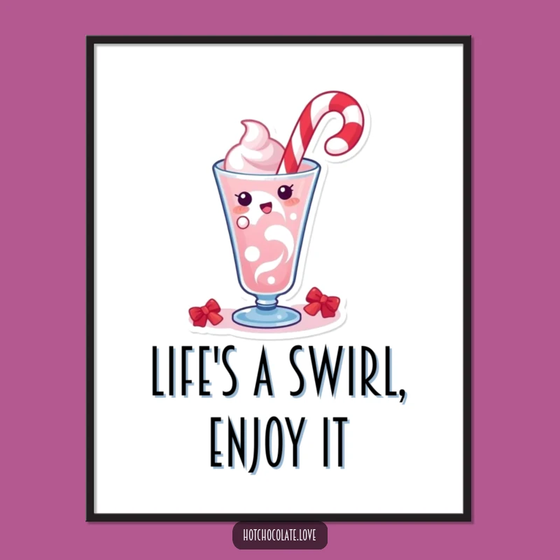 Funny Free Printable Wall Art: Candy Cane Drink Swirl, Hilarious Downloadable Decor