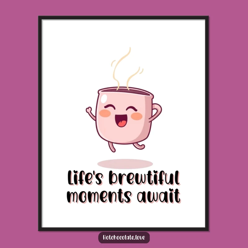 Free Printable Wall Art: Funny Steaming Mug Jump, Quirky Decor