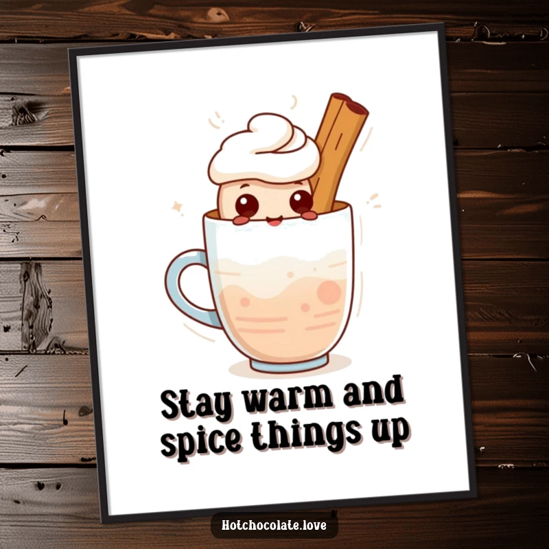 Funny Free Printable Cinnamon Stick Wall Art, standing proudly in a warm drink, adding cozy, downloadable charm.