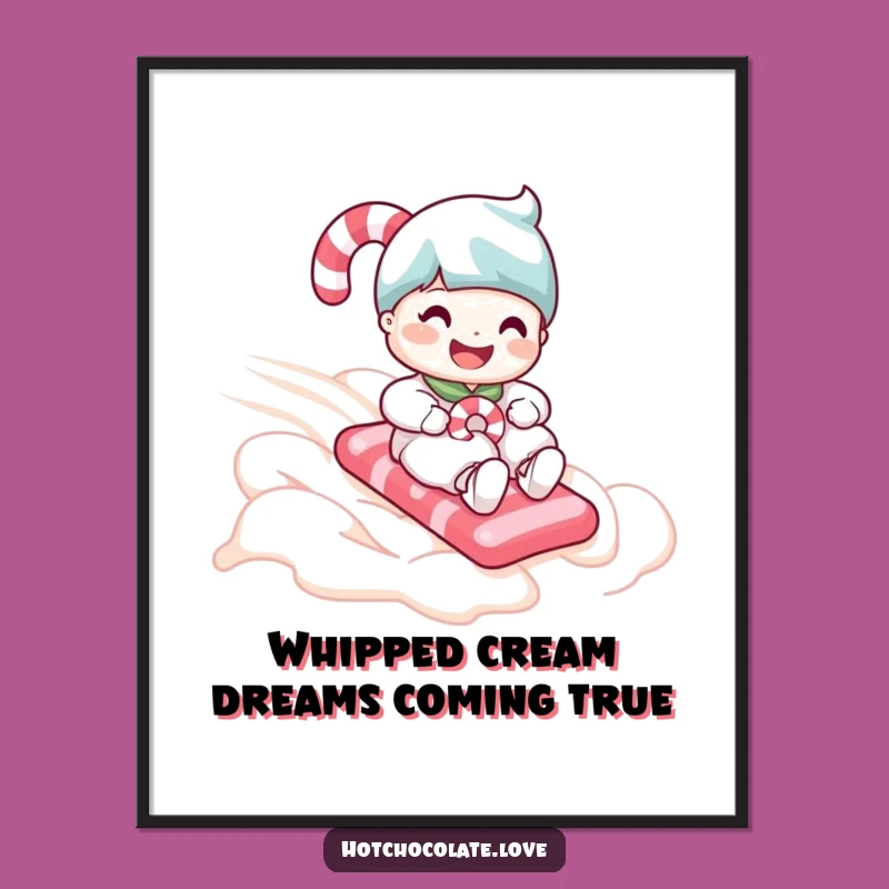 Free Printable Wall Art: Funny Candy Cane Whipped Cream Slide Art Download