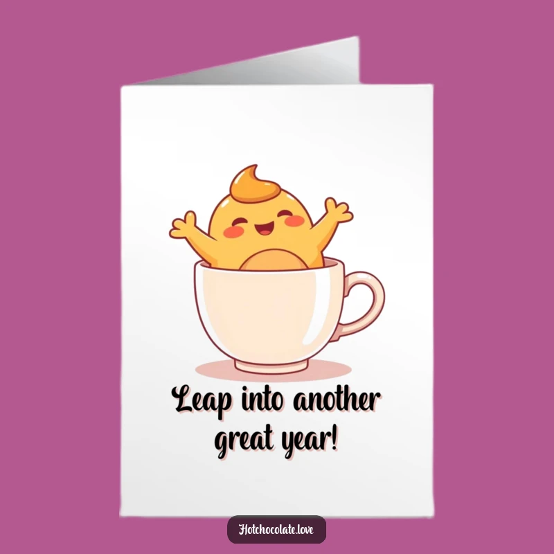 Free Printable Birthday Card: Happy Caramel Blob Leaping for Joy!