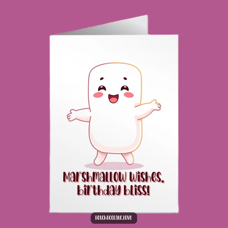 Free Printable Birthday Card: Happy Marshmallow Dancing, Sweet Wishes 'Print at Home'