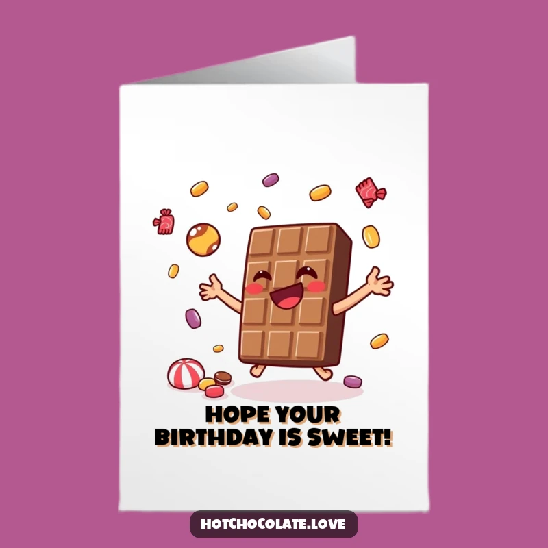 Free Printable Chocolate Birthday Card: Funny Juggling Bar Downloadable Gift