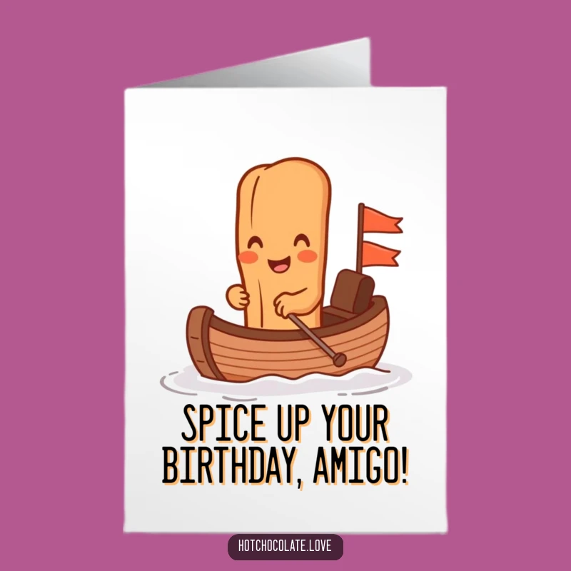 Free Printable Funny Birthday Card: Cinnamon Stick Rowing Chocolate Boat!