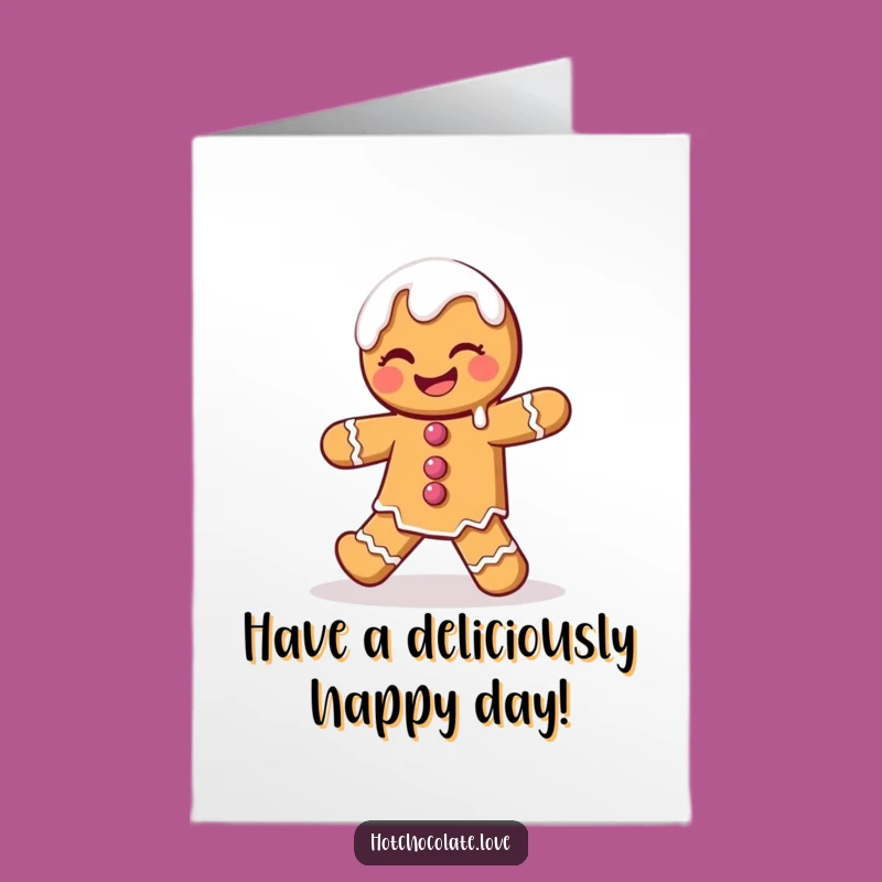 Free Printable Gingerbread Birthday Card: Dancing Icing Man Downloadable Gift