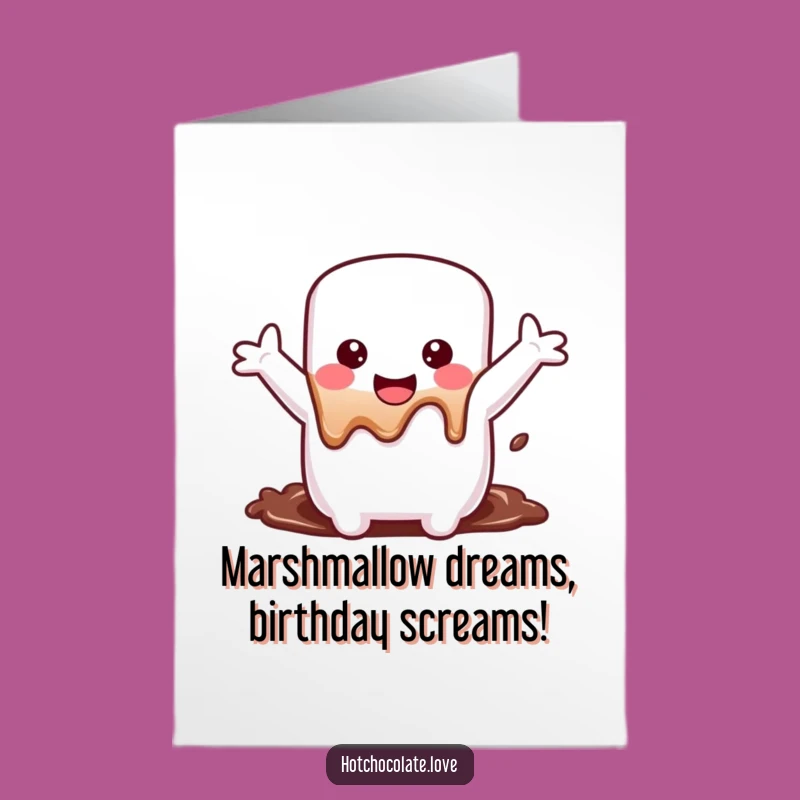Free Printable Birthday Card Funny Marshmallow Sinking Into Chocolate Downloadable Greeting