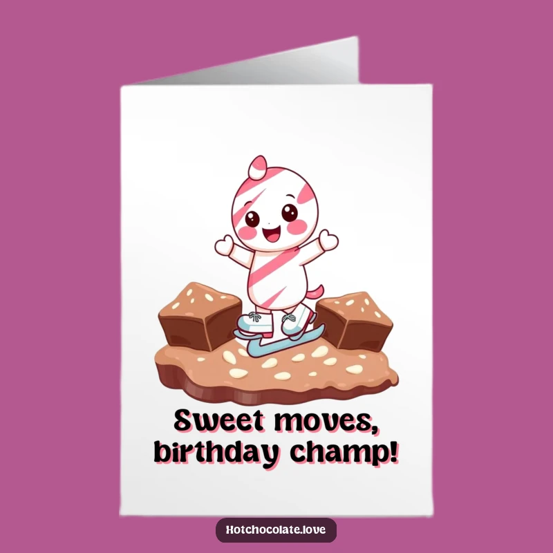 Free Printable Ice Skating Candy Cane Birthday Card - Funny Downloadable DIY Gift