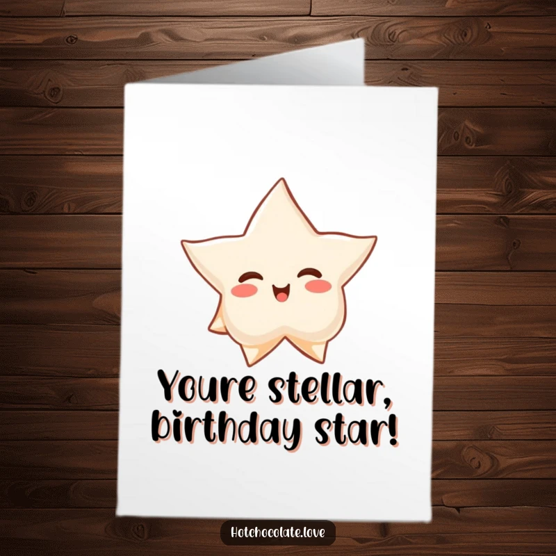 Funny Free Printable Birthday Card: A proud star anise character floating serenely, wishing a stellar birthday.