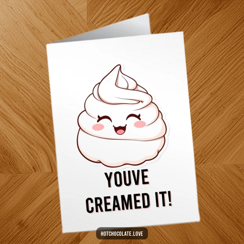 Funny Free Printable Birthday Card: A winking whipped cream dollop ready to deliver sweet, hilarious wishes.