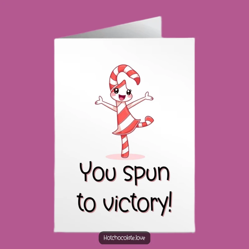 Free Printable Candy Cane Congrats Card: Silly Pirouette Funny Design Downloadable Gift