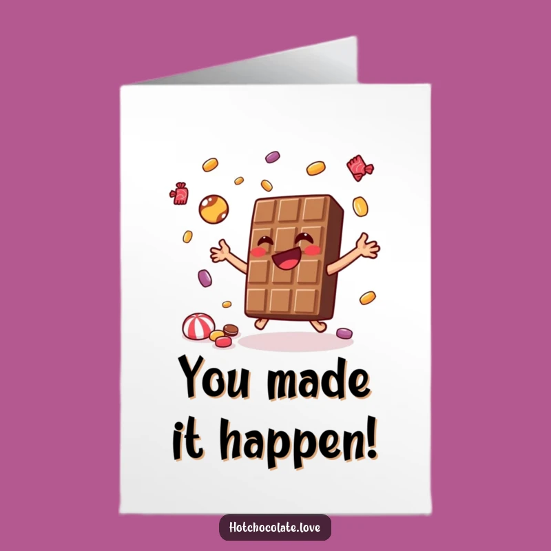 Free Printable Chocolate Congrats Card: Funny Juggling Bar Downloadable Gift