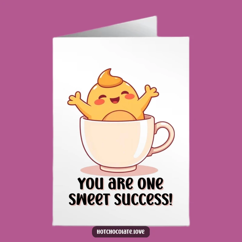 Free Printable Congrats Card: Caramel Blob's Joyful Leaping Celebration!