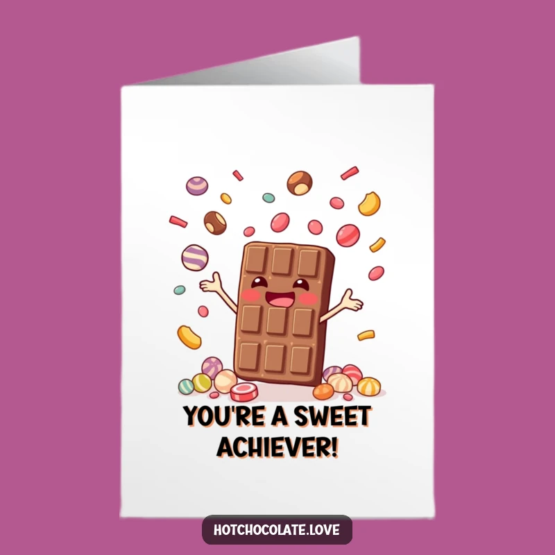 Free Printable Congrats Card: Chocolate Bar Juggling Success