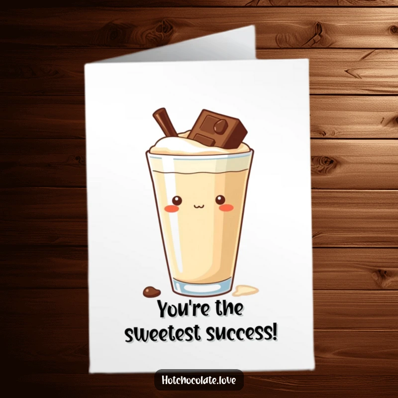 Funny Free Printable Congratulations Card: A chocolate chip cookie peeking out from a dark drink, full of curiosity.