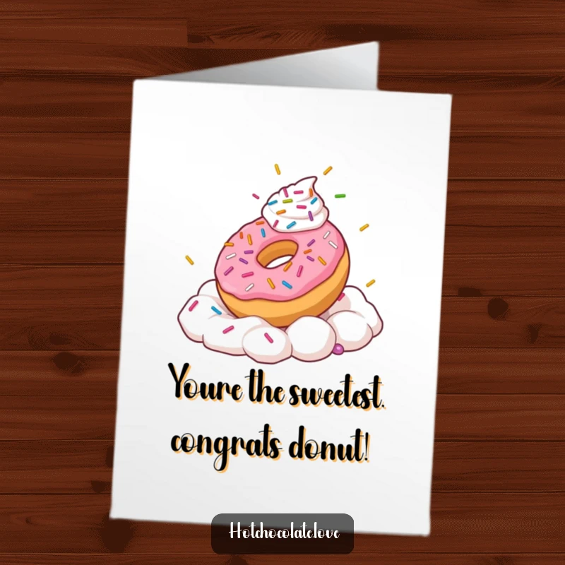Funny Free Printable Congratulations Card: A playful donut with sprinkles splashing in whipped cream.
