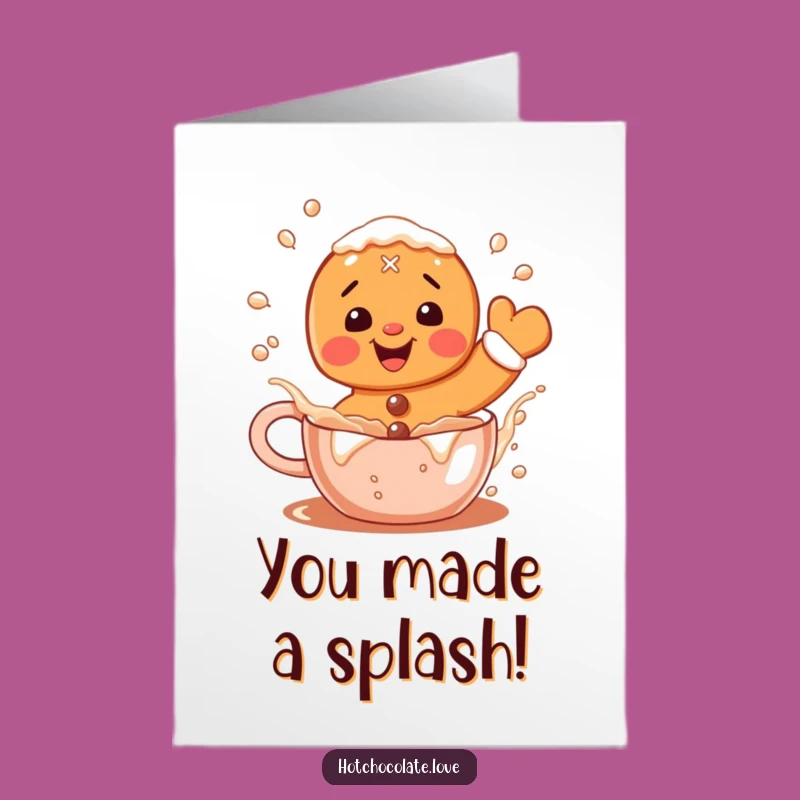 Free Printable Gingerbread Congrats Card: Cocoa Splash, Downloadable Funny Gift
