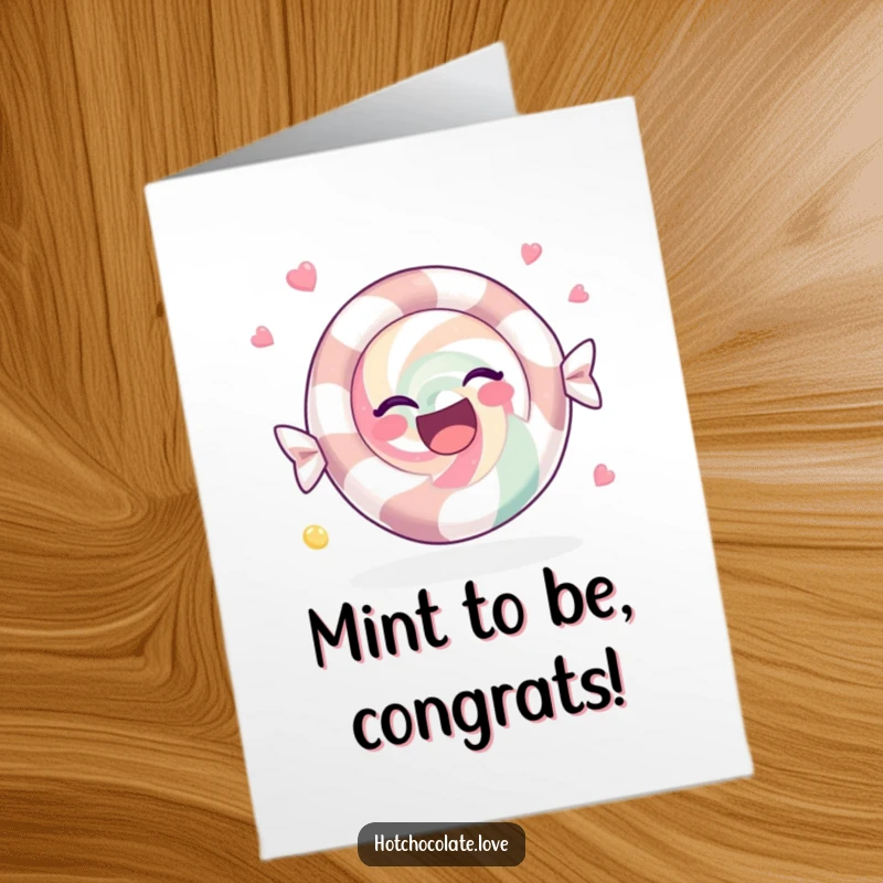 Funny Free Printable Congratulations Card featuring a peppermint candy in a joyful spin, embodying sweet success.