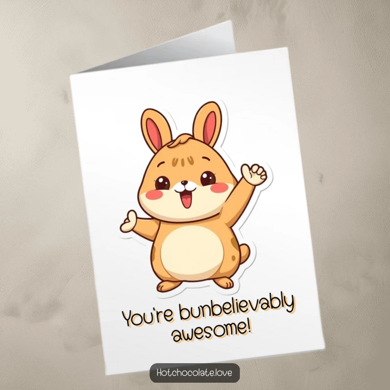 Funny Free Printable Congratulations Card with a proud cinnamon bun character posing warmly to celebrate success.