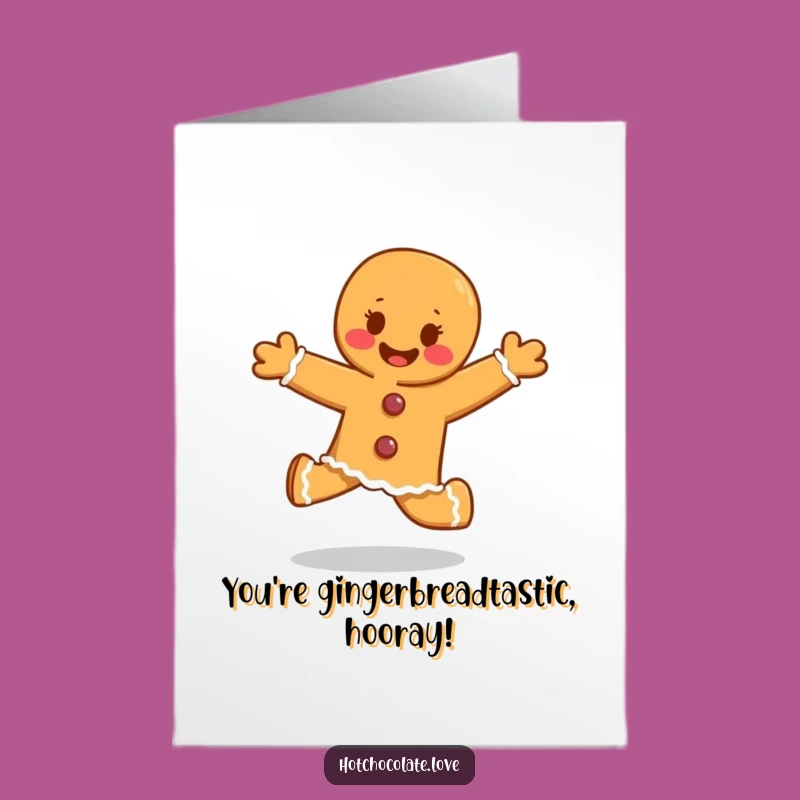 Free Printable Congrats Card: Gingerbread Person's Joyful Leap for Your Success!