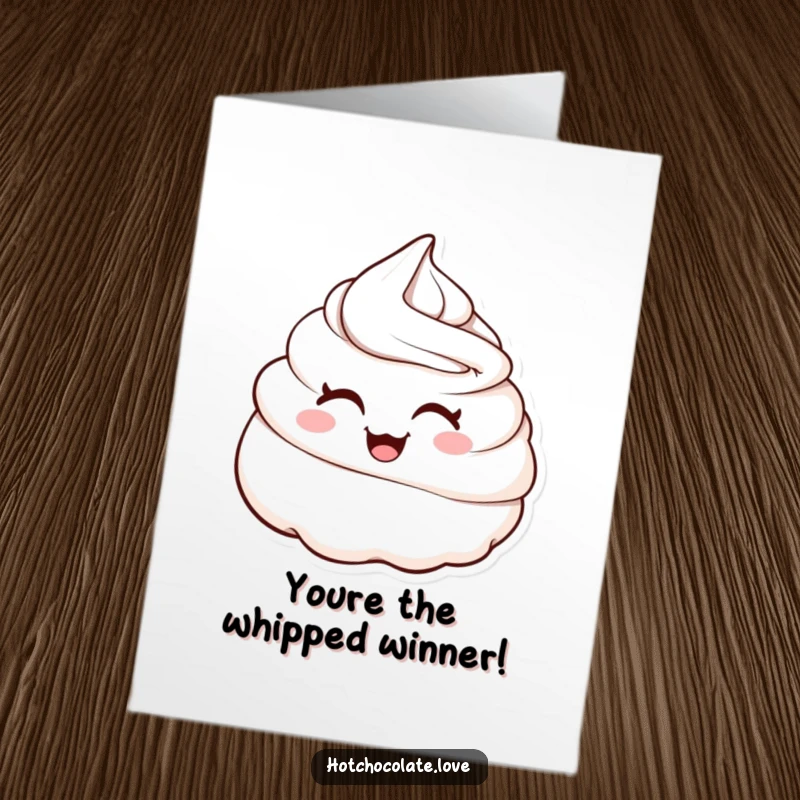 Funny Free Printable Congratulations Card: A playful whipped cream dollop winking with sweet, celebratory cheer.