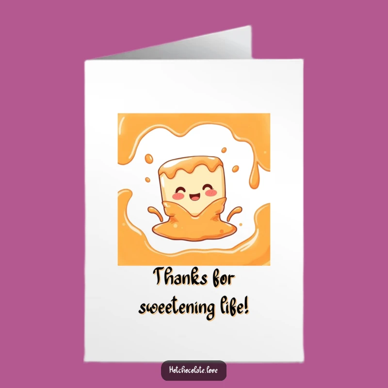 Free Printable Thank You Card: Melting Caramel Cube, Sweet & Funny Downloadable Gift