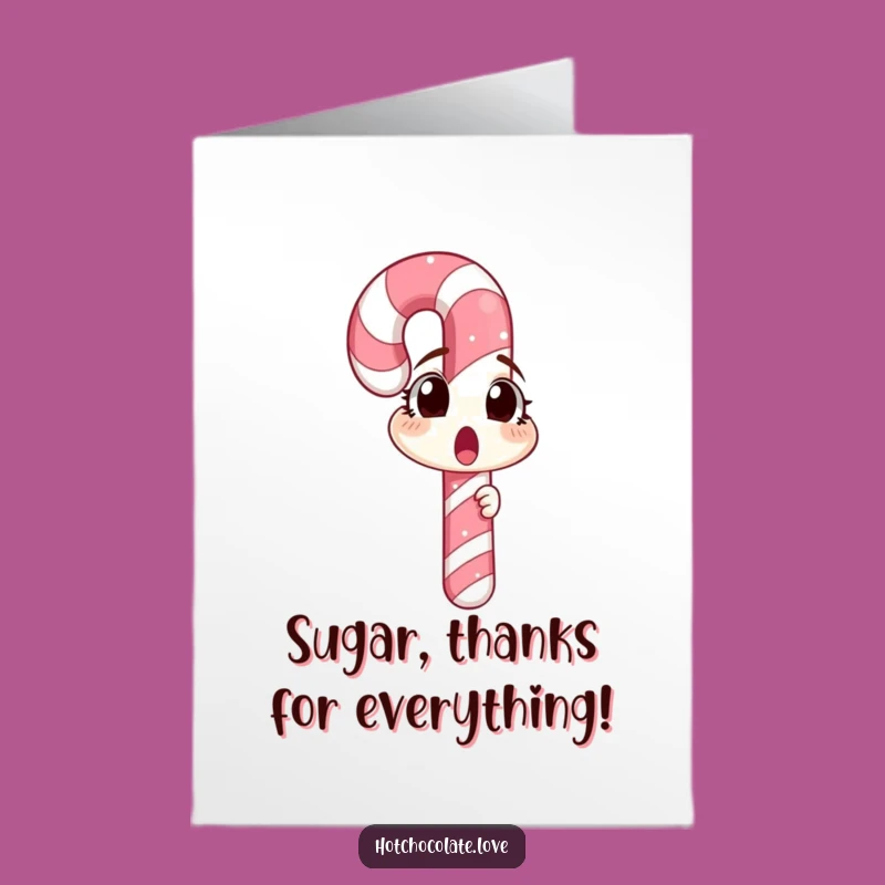 Free Printable Thank You Card: Surprised Candy Cane Funny Downloadable Gift