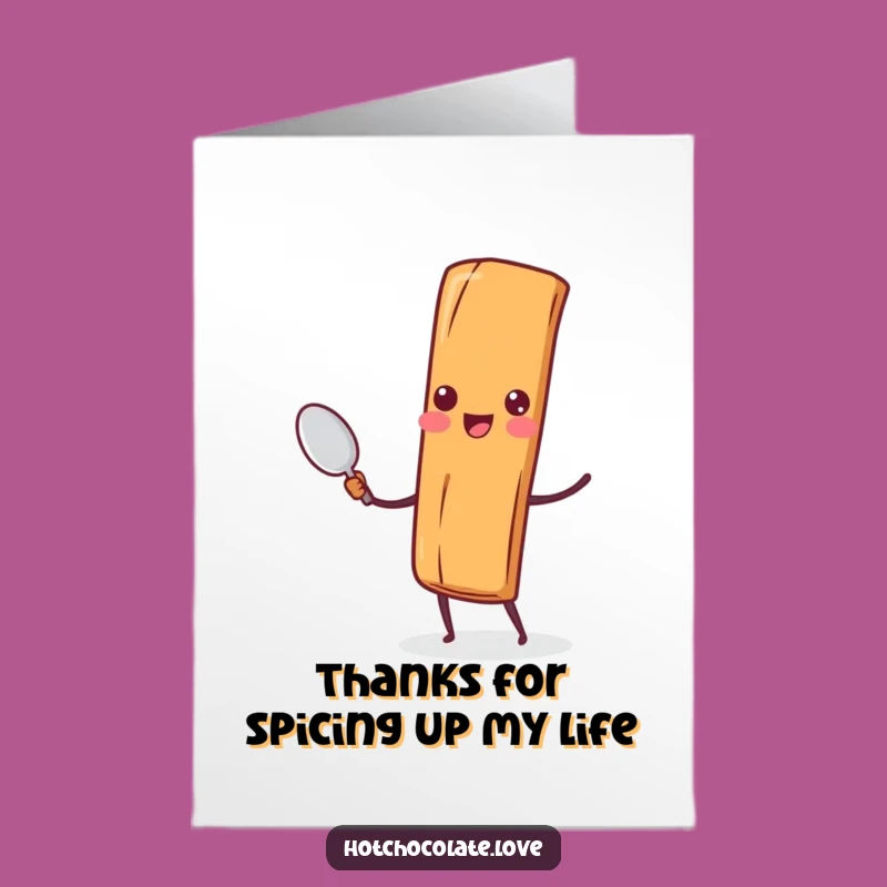 Gratitude Free Printable Card: Cinnamon Stick Says Thanks With a Tiny Spoon