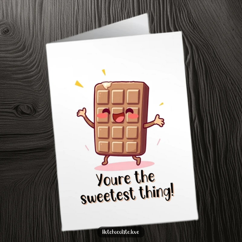 Funny Free Printable Thank You Card: An enthusiastic chocolate bar grooving and dancing to express heartfelt thanks.