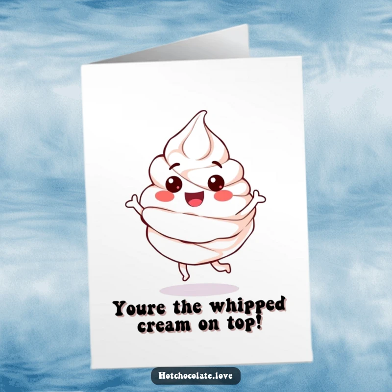 Funny Free Printable Thank You Card: A happy whipped cream dollop bounces playfully, sending sweet and sincere appreciation.