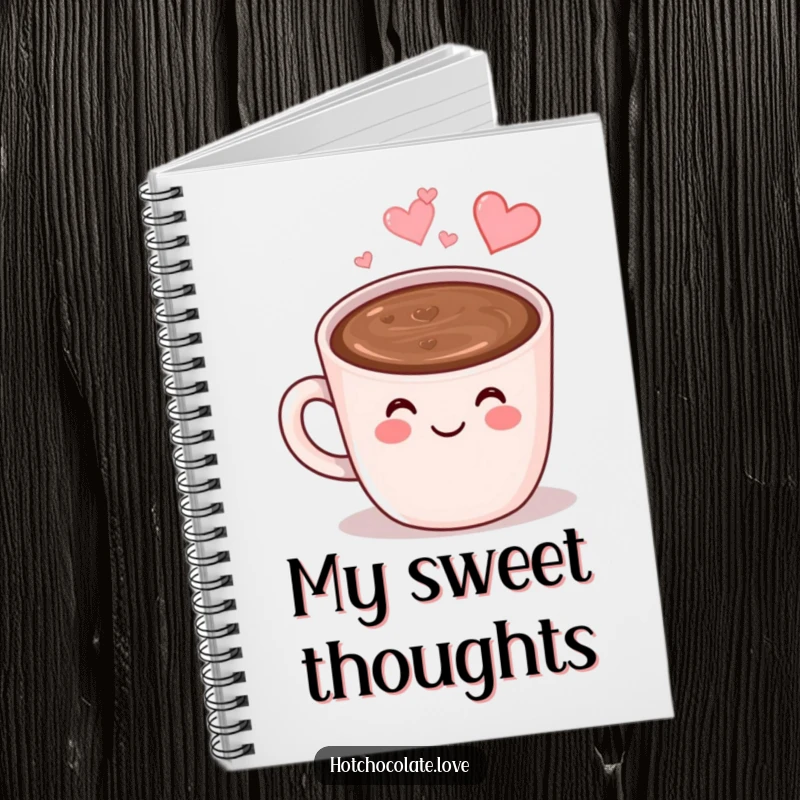 Funny Hot Chocolate Notebook: A smiling anthropomorphic mug of hot chocolate with heart-shaped steam, inspiring warm thoughts and creativity.