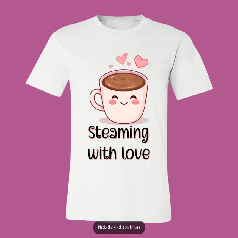 Funny Hot Chocolate T-Shirt: Smiling Mug, Heart Steam, Comfy Winter Gift