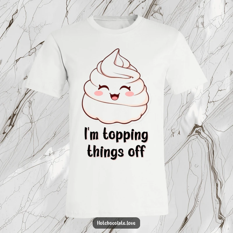 Funny T-shirt showcasing a charming whipped cream dollop winking playfully, perfect for adding a touch of sweet humor to your outfit.