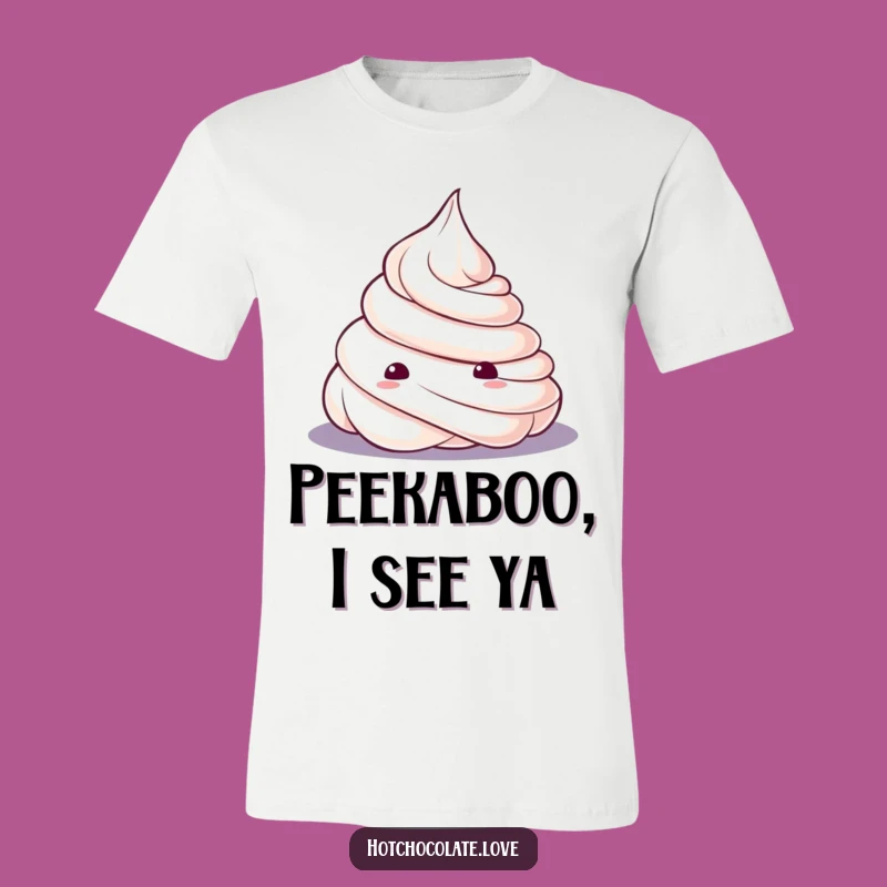 Funny Whipped Cream Dollop T-Shirt: Curious Peek Design, Playful & Comfy Tee