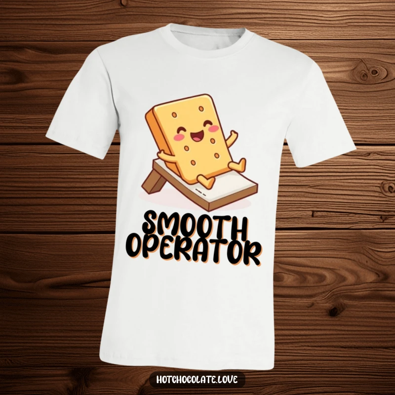 Funny T-Shirt depicting a jolly graham cracker sliding with pure happiness, radiating a sense of fun and sweetness.