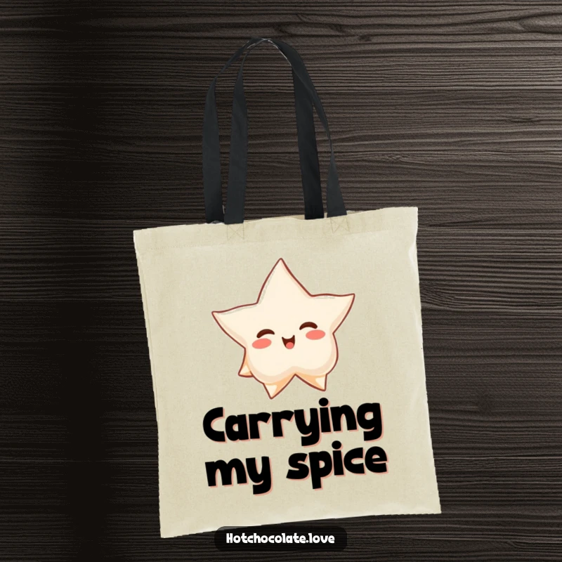 Funny tote bag with a proud star anise floating serenely, ideal for stylishly and humorously carrying items for calm enthusiasts.